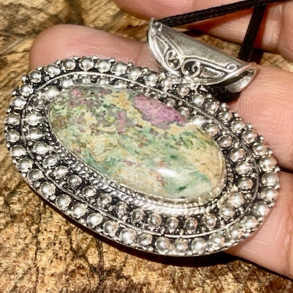 Ruby Fuschite Pendant 1 7/8”x 2” - Picture 4 of 12